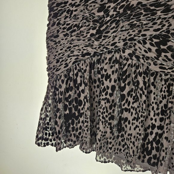 A.L.C Silk Ruffle Burnout Velvet Mini Skirt 6 Black Party - Picture 2 of 8